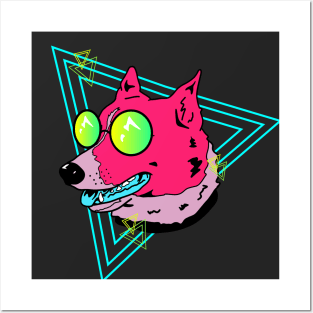 80's Neon Retro Dog Posters and Art